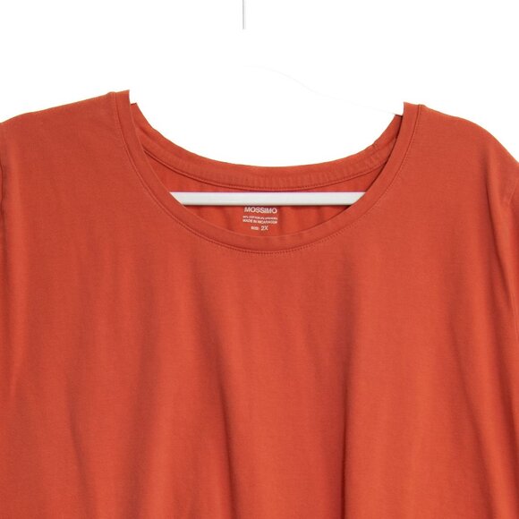 Mossimo Womens 2X Rust Orange Short Sleeve Top With Knot Detail - Picture 5 of 10